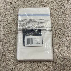 NEW Ralph Lauren Organic Cotton Palmer Percale Standard Pillow Sham White Blue